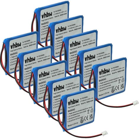vhbw 10x Akku kompatibel mit Swyx D215, D843, D210 schnurlos Festnetz Telefon (650 mAh, 3,7 V, Li-Ion)