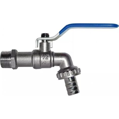 Robinet sphère pour lave-linge, jardin et maison 1/2", robinet mural extérieur laiton gris. Robinet de jardin résiste à des pressions d'eau jusqu'à 15 br. Robinet fileté mâle avec sortie 3/4