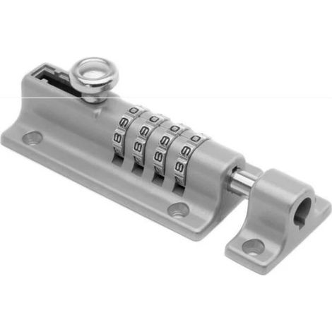 Loquet de Verrouillage à Combinaison Verrou à Combinaison à 4 Chiffres Verrou de Porte à Code Mécanique Serrure Sans Clé Glissière Verrou de Porte Inviolable pour Armoire Jardin,argent (1/3)