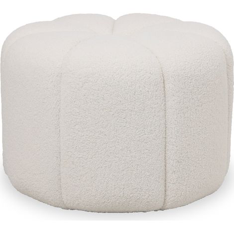 Puff Redondo Tapizado en Tela Bouclé - Posera