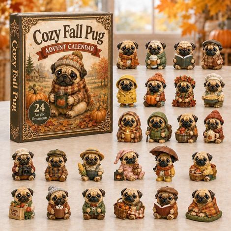Mops Herbsttee Adventskalender 2026 2D Überraschungsbox