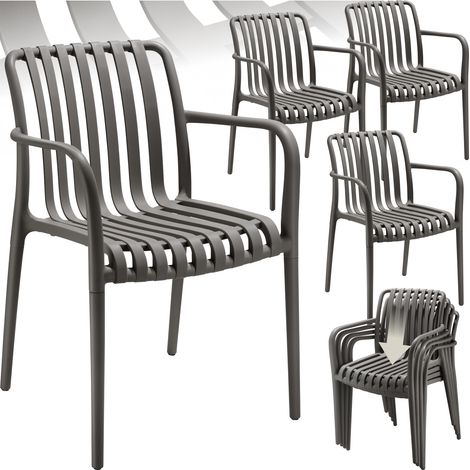 Lot 4 chaises de jardin empilables et résistantes aux intempéries gris