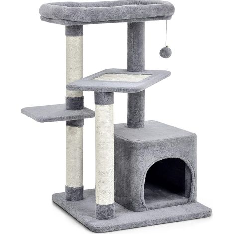 COSTWAY Albero per Gatti a 4 Piani, Torre per Gatti con Tiragraffi, Nicchia per Gatti, Pallina di Peluche con Sonagli, Piattaforma per Saltare, Albero Tiragraffi per Gatti e Gattini (1/5)