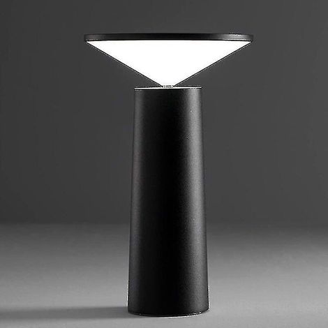 Lampe de table LED sans fil, rechargeable, avec variateur tactile, 3 couleurs, pour une utilisation intérieure/extérieure, restaurant, bar - Noir (1/5)