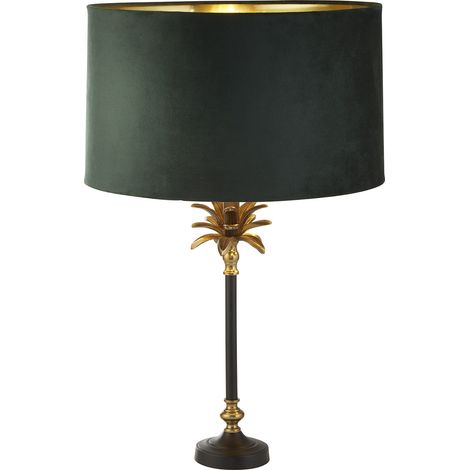 Lampada Da Scrivania Contemporanea Palma Ottone Nero Velluto Verde 1 Luce E27 (1/5)