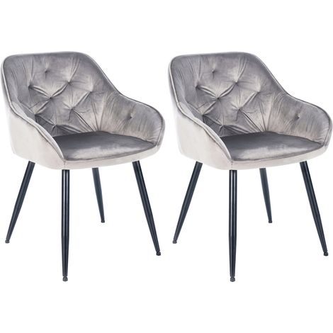 Ensemble de 2 chaises de cassis gris clair en velours en velours, velours (1/5)