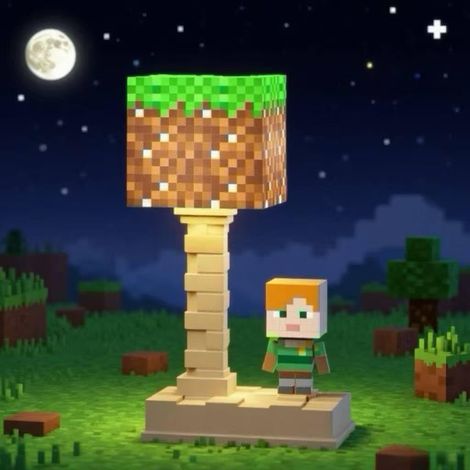 Lampe de Table LED Pixel, 5 Couleurs Réglables, Commande Tactile et USB, Éclairage Décoratif pour Bureau et Gaming(Marron)