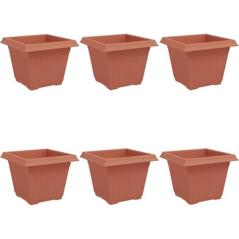 Maison Exclusive - Quadratischer Blumentopf 6 pcs Ziegelrot 28,5