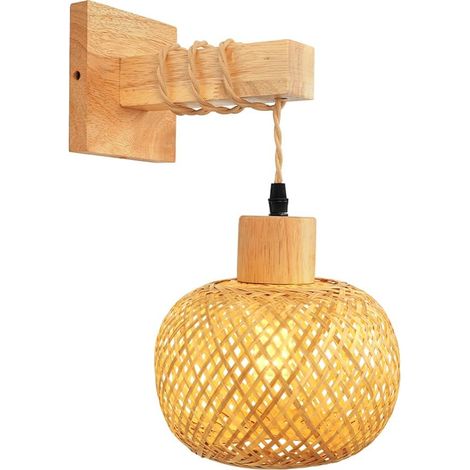 Applique murale chambre,Éclairage de l'écusson de mur-lampadaire en bois pour salon, couloir (1/5)