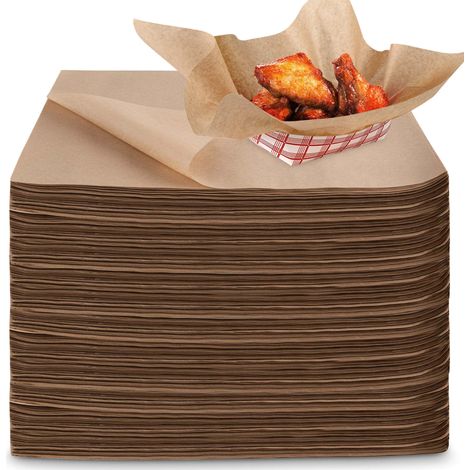 hojas de papel de horno, 30,5 x 30,5 cm, antigrasa, reciclables, para cestas de comida y sándwiches. (1/5)