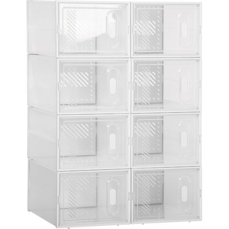 Système d'étagères modulaires 8 casiers, rayonnage à emboîter, 25 x 35 x 19 cm, transparent (1/5)