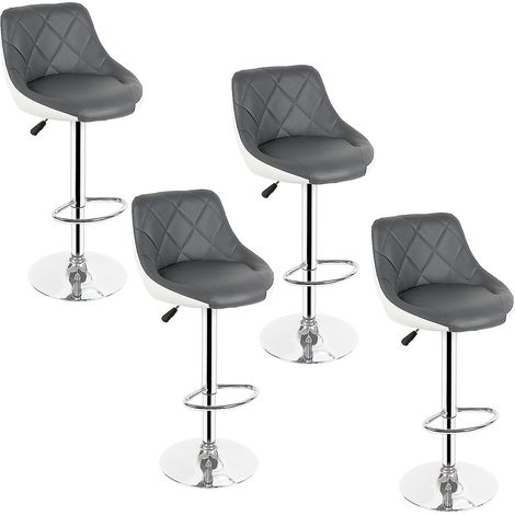 Aqrau  Tabouret Tabouret de bar à dossier en sergé,Avant gris après blanc 4 pcs