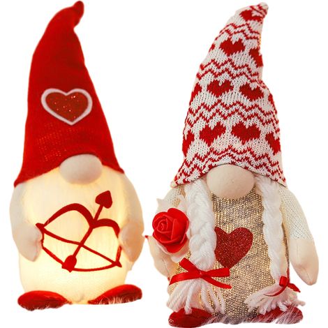 Gesichtsloser Valentinstags-Gnom-Plüsch mit Licht – Liebesgeschenk von Amor zum Valentinstag – Gesichtslose Puppendekoration (1/5)