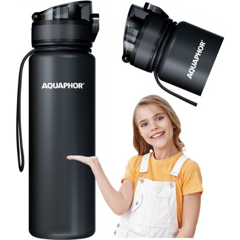 Bottiglia filtrante per acqua Aquaphor da 0,5 l nera + 1 filtro