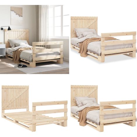 Cadre de lit sans matelas avec tête de lit 100x200 cm - Lit Double - Cadre De Lit - Lit En Bois - Lit Design - Literie - Home & Living (1/5)