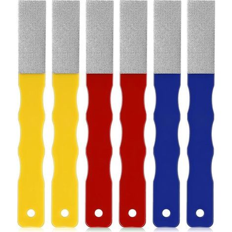 Mennitr Set mit 6 farbigen Diamant-Messerschärfern, Diamantpaddel, Messerschärfwerkzeug, flache Handfeile, Jagdmesserschärfer, Outdoor-Messerschärfer (1/4)