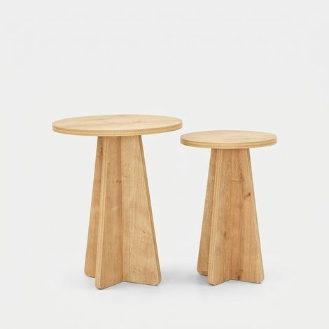 Set 2 Couchtische aus Holzoptik Mushroom Duo - Natur (1/5)