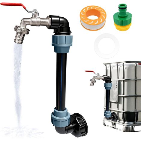 Adaptateur IBC, Robinet à col de Cygne IBC, Raccord Cuve 1000 litres Robinet Kit,IBC Robinet de Vidange à col de Cygne 3/4, Raccord pour Réservoir d'eau de Pluie IBC et Accessoires (1/5)
