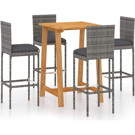 Maison Exclusive - Set da Bar da Giardino 5pz con Cuscini Grigio (1/5)