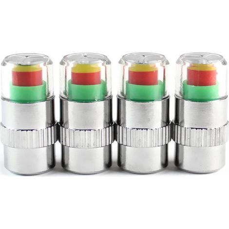 Moniteur de pression des pneus de voiture, jauge d'alerte, capteur, indicateur, bouchons de valve, 4 pièces (1/5)