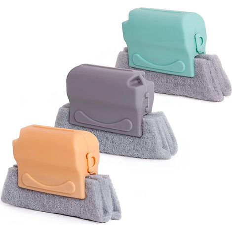 Fensterfugenbürste, Werkzeug zur Reinigung von Schiebetür- und Fensterspalten, manuelles Fugenreinigungswerkzeug (3er-Set): beige, grau, blau (1/4)