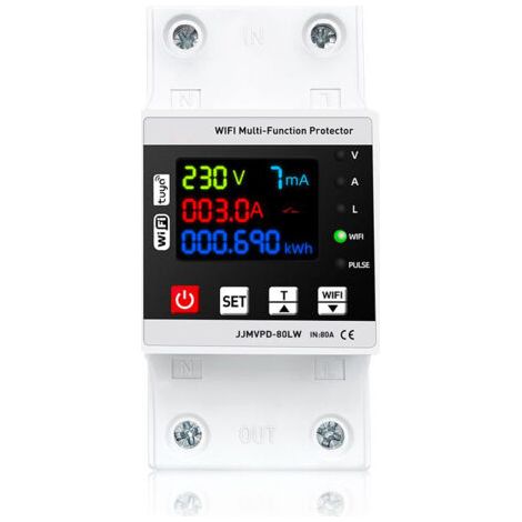 Tuya 80A WiFi Smart Reclose Protector - Strom- und Spannungsüberwachung, einstellbare Schutzwerte, App-Steuerung - für elektrische Installationen (1/5)