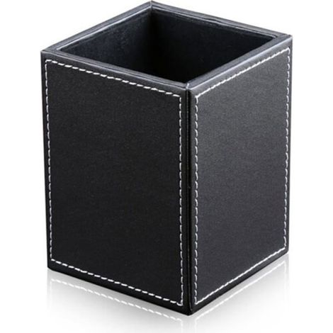 Pot à crayons classique en similicuir (noir) (1/5)