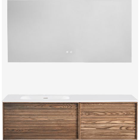 SKLUM Hängendes Badezimmermöbel-Set 140x50 cm aus Holz mit integriertem Waschbecken Solea                                   