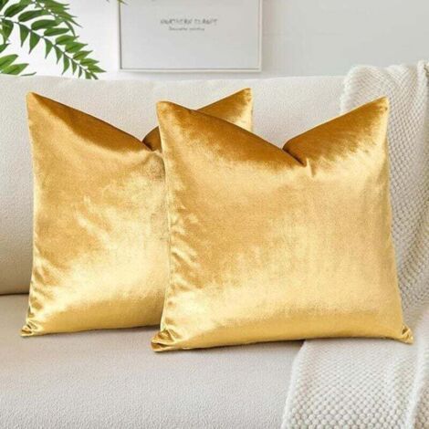 Muntra-Lot de 2 Housses de Coussins en Velours Décoratif Canapé Taie d'oreiller Doux Decoration pour Maison Salon Chambre Canapé Décoration 45x45cm (d'or) (1/4)