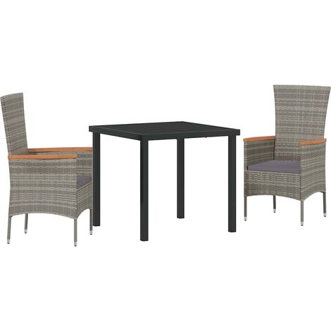 Maison Exclusive - Set da Pranzo per Giardino con cuscino 3 pcs Grigio (1/5)
