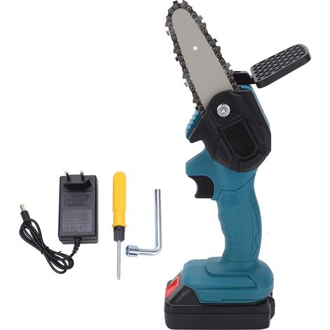 Scie à main miniature 4 pouces, outil de coupe électronique portable à une main, tronçonneuse avec brosse AC100-240V, bleu, fiche UE (1/5)