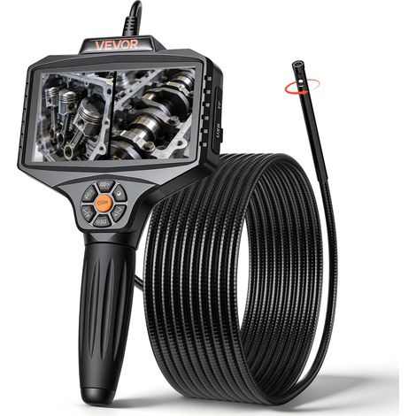 VEVOR Telecamera Endoscopica Articolata a Doppia Lente con Luce, Rotazione a 360°, Schermo IPS HD da 5'', Funzione Schermo Diviso, Zoom 8x, Cavo Impermeabile IP67 da 5 m, per Settore Auto e Idraulica (1/5)