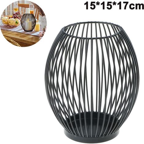 Petits photophores en fil de métal noir pour bougies chauffe-plat, pour l'intérieur et l'extérieur, les événements, les fêtes et la décoration de mariage. (1/5)