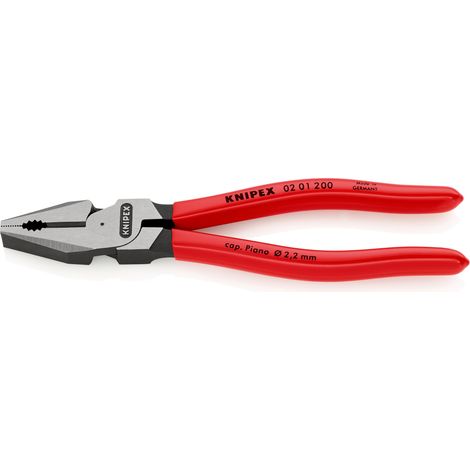 KNIPEX 02 01 200 SB High Leverage Combination Pliers plastic coated black atramentized 200 mm