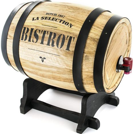 Bistrot KV7166 Distributore di Vino, botte legno, 27 x 21 x 26 cm, 5 L, Modelli / Colori assortiti, 1 Pezzo