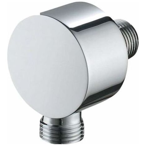 Coude d'alimentation en eau en laiton massif pour douchette coude d'alimentation en eau rond robinet d'équerre mural chrome poli (1/4)