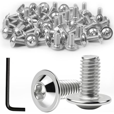 Lot de 60 Vis à Six Pans Creux M6 x 12 mm, Acier Inoxydable, Boulon à Tête Hexagonale M6 avec Bride, Filetage Complet, Vis pour Meubles, pour Appareils électroniques Mécaniques (1/5)