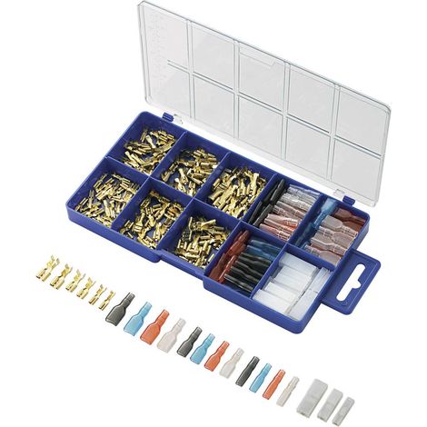 TRU COMPONENTS 739647 Assortimento di capicorda a compressione 0.104 mm² 2.50 mm² Trasparente, Nero, Rosso, Blu 260 pz. (1/4)