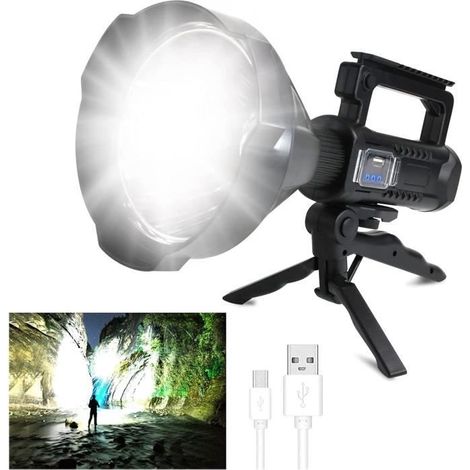 Extrem leistungsstarke, wiederaufladbare und wasserdichte LED-Taschenlampe – LEYTN – Taschenlampe – 4 Modi – 500 m (1/4)