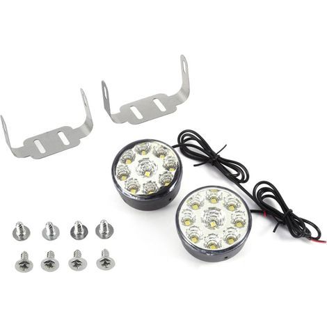 Paquete de 2 bombillas LED redondas universales superblancas de 12 V y 9 SMD para luces de circulación diurna y faros antiniebla. (1/5)