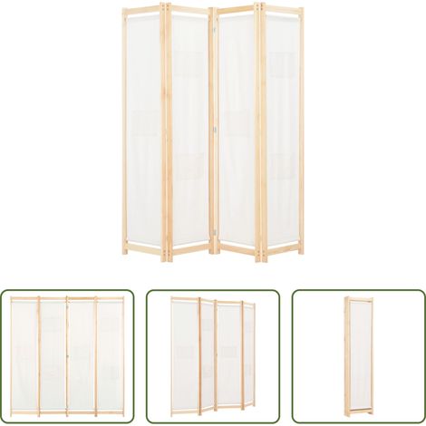 Raumteiler 4-teilig - 4-teiliger Raumteiler Cremeweiß 160 x 170 x 4 cm Stoff (1/5)