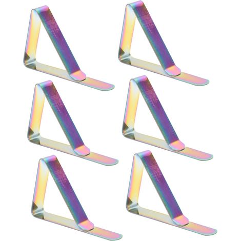 Clips triangulares para manteles (6 unidades) para mesas de exterior, clips para sujetar manteles para picnics y fiestas. (1/5)