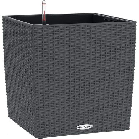 Lechuza Cube Cottage 40 Vaso in Resina per Piante Set Completo - granito (1/5)