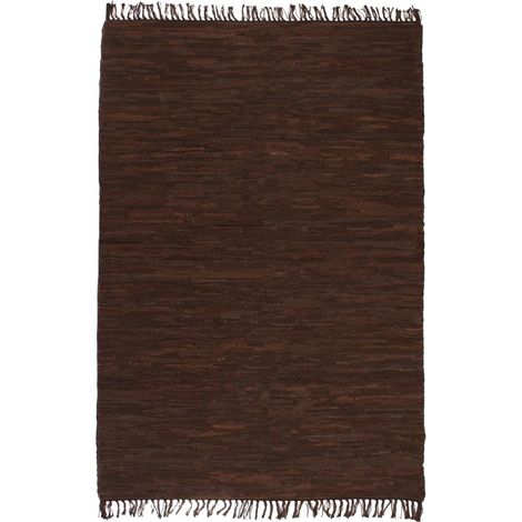 Handgewebter Chindi-Teppich Leder 120 x 170 cm Braun vidaXL (1/5)