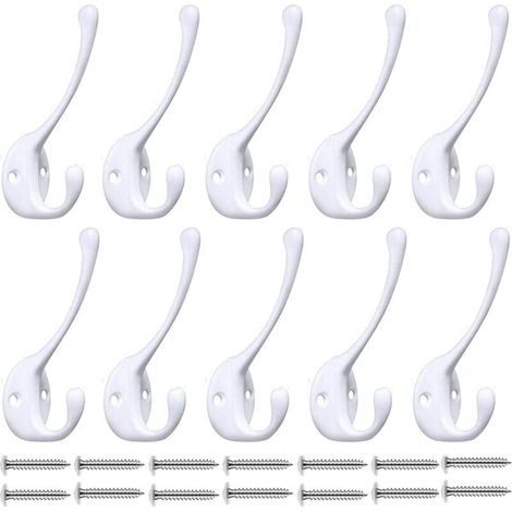 Crochets muraux pour manteaux - Cintres robustes (lot de 10), crochets muraux de qualité supérieure, crochets muraux en métal antirouille (1/4)