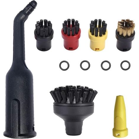 Applicable Kit d'accessoires pour nettoyeur vapeur Kärcher SC1, SC2, SC3, SC4, SC5, 3 brosses rondes, 1 brosse ronde en cuivre, 1 grande brosse ronde, 1 grande brosse ronde, 1 buse, 1 buse étendue (1/5)