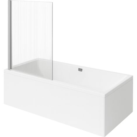 Baignoire droite VILLEROY ET BOCH Collaro 160 x 75cm Blanc mat  vidage et trop plein chrome + Pare bain gauche AURYS Raywall