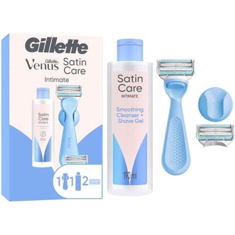 Gillette Venus für den Intimbereich Rasierapparat mit 2 Klingen + Satin Care Intimpflege 2-in1