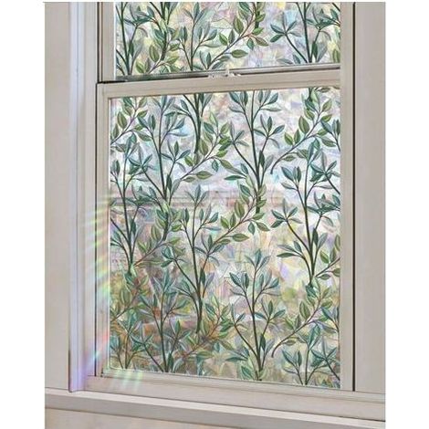 Lntyq Film décoratif pour fenêtre, feuilles de vigne vertes, autocollant statique double face non adhésif pour fenêtre, pour la maison, le bureau, la porte d'entrée, les fenêtres (1/5)