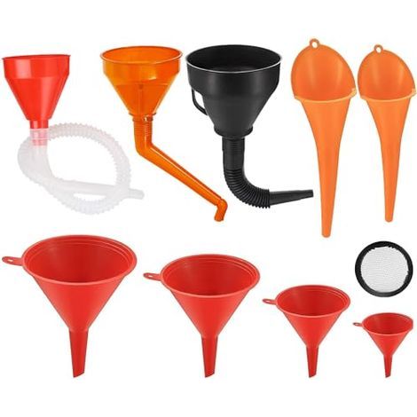 Lot de 9 Entonnoirs Carburant Bouche Plastique Flexibles à Angle Droit, Entonnoir Universel Essence avec Bec Détachable et Longue pour Moto Voiture Automobile - (1/5)
